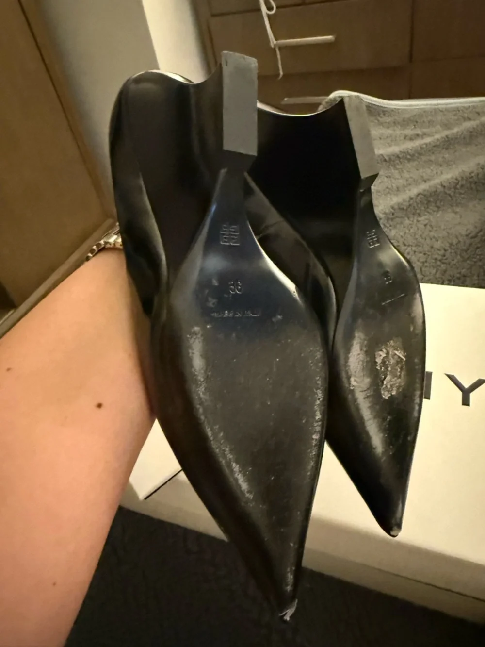 Givenchy Black Pointed Slingback Wedges